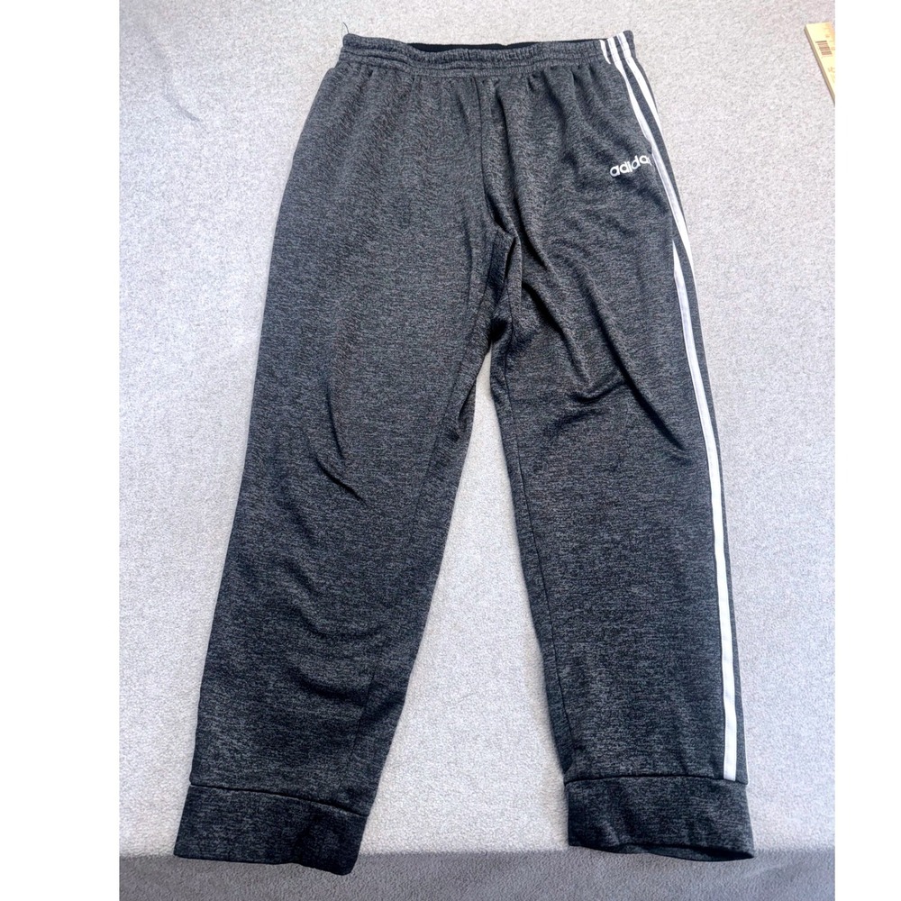 Adidas Jogger Pants Mens XL Gray Heather 3-Stripes Athletic Sweatpants